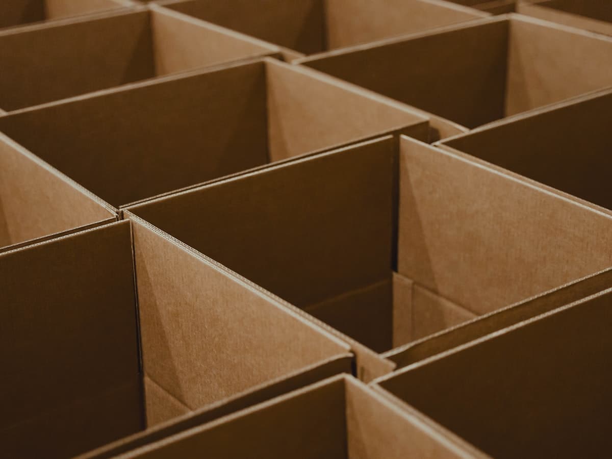 Rows of packed ecommerce orders ready for dispatch